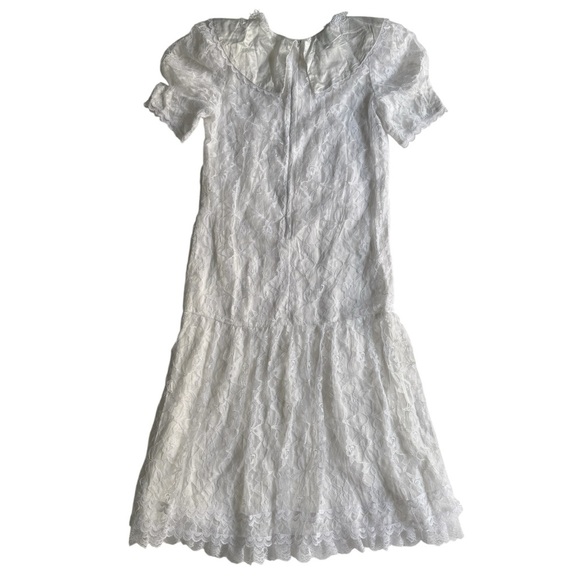 VTG Gunne Sax Jessica McClintock White Lace Cottagecore Prairie Dress 10 XSmall - Picture 2 of 11
